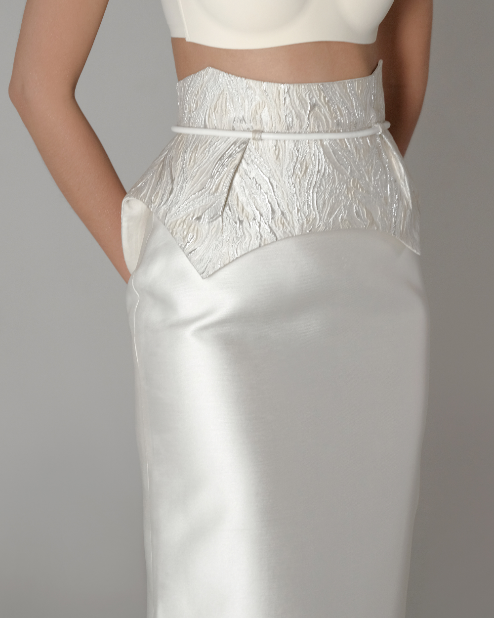 Alessia Set Silver-Ivory (Belt & Skirt)