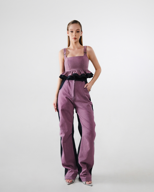 Devon Pants Purple Acid Washed - Dark Navy Denim