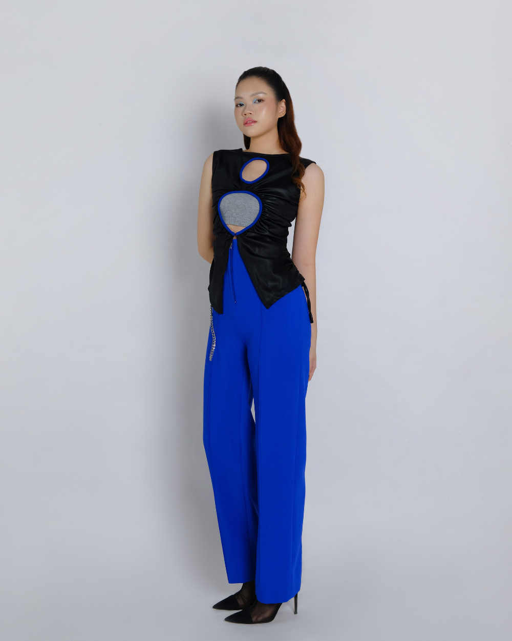 Holyn Top Sleeveless Black - Cobalt Blue