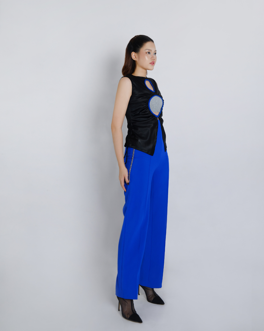 Holyn Top Sleeveless Black - Cobalt Blue