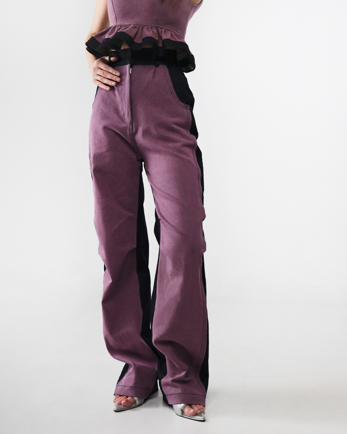 Devon Pants Purple Acid Washed - Dark Navy Denim