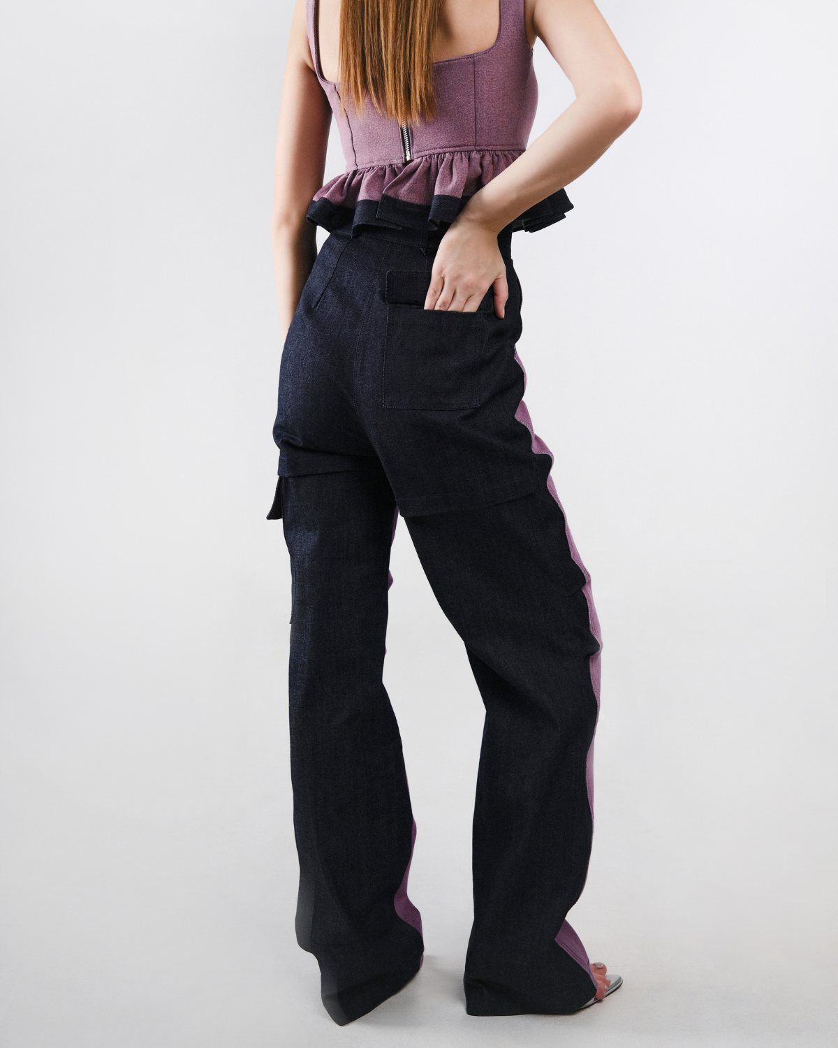 Devon Pants Purple Acid Washed - Dark Navy Denim