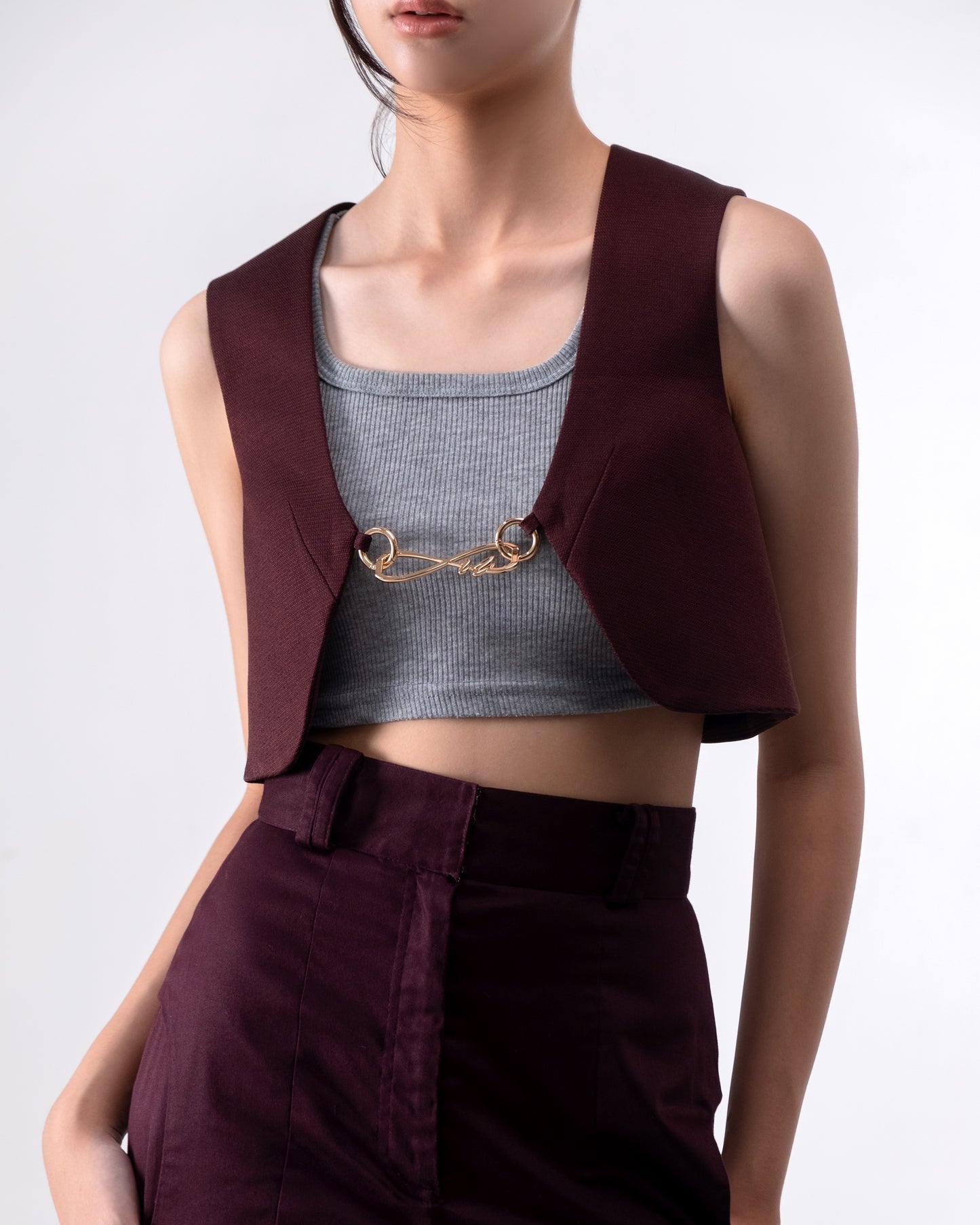 Megan Cropped Vest Dark Plum