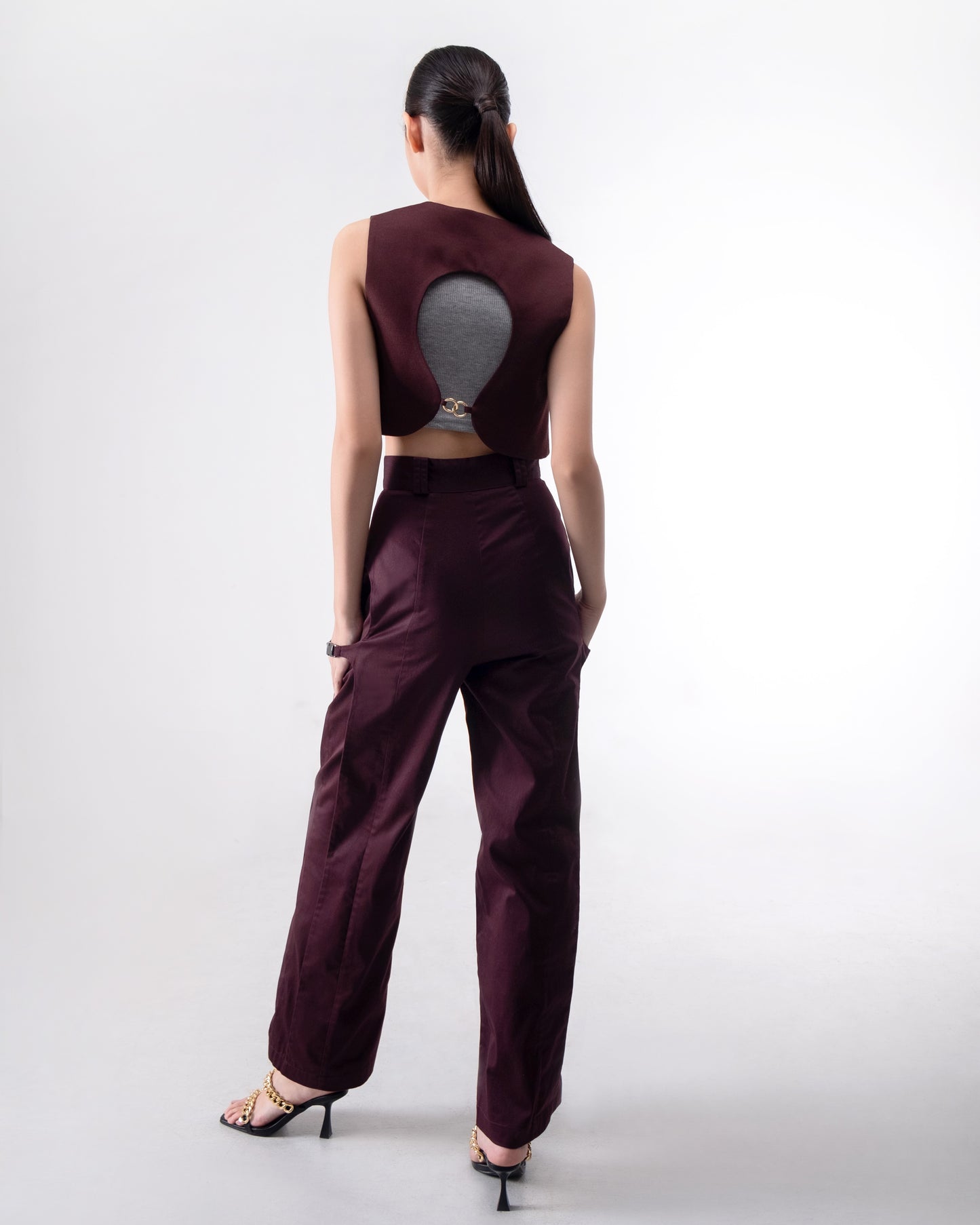 Megan Cropped Vest Dark Plum