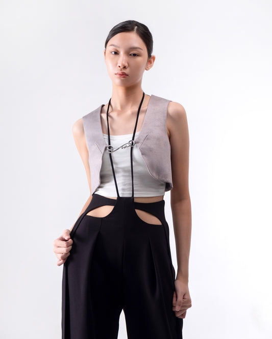 Megan Cropped Vest Silver